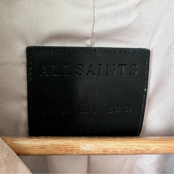 NEW All Saints Ayra Suede Biker jacket in pink size 6 - Picture 11 of 12